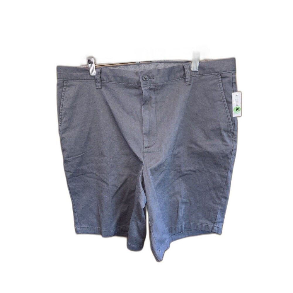Amazon Essentials Gray Shorts Chino Flat Front Slim Men 38” Pockets Zip New